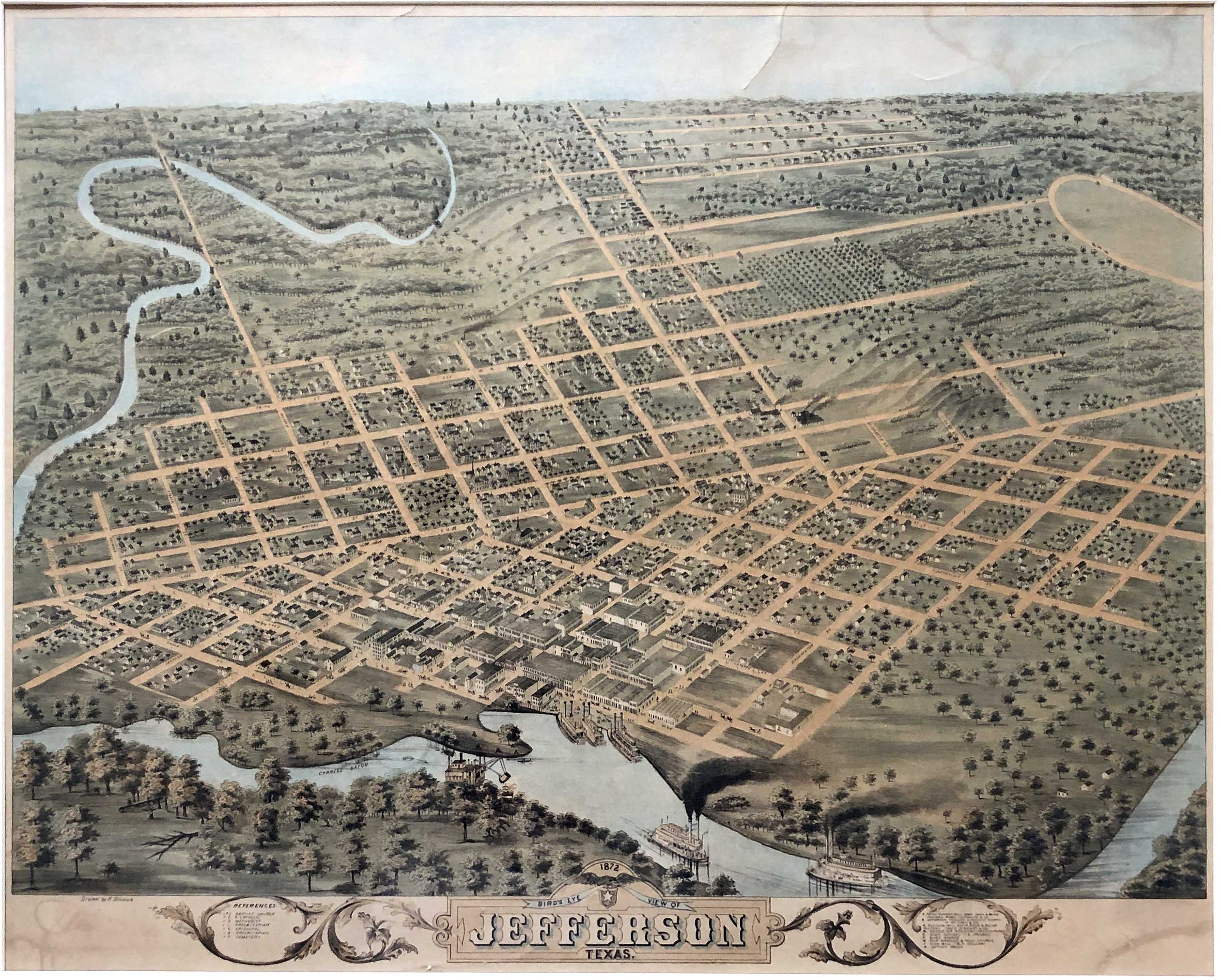 1872 map of Jefferson, Texas
